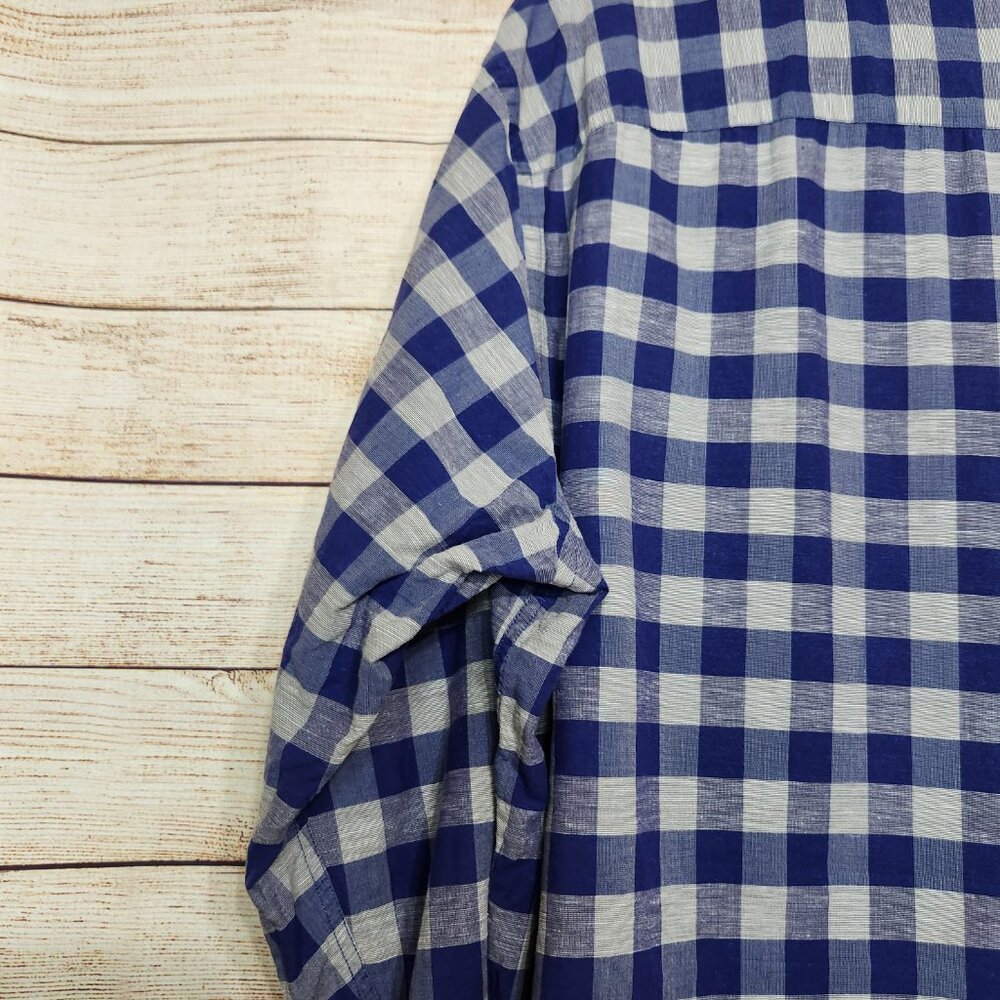 UntuckIt Anderson Long Sleeve Shirt Men's XXL Royal Blue Gray Cotton Linen - Picture 11 of 13
